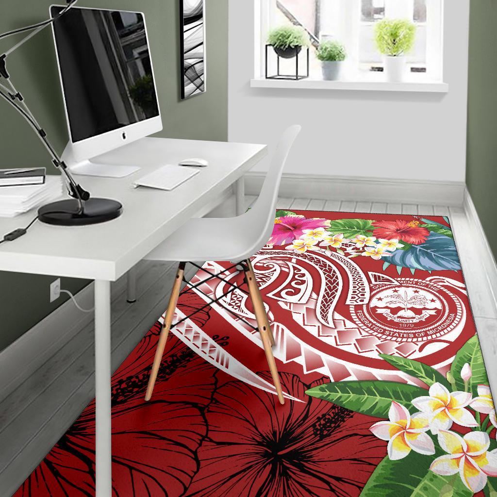 FSM Polynesian Area Rug - Summer Plumeria (Red)-Myprintsy