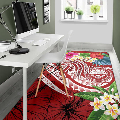 FSM Polynesian Area Rug - Summer Plumeria (Red)-Myprintsy