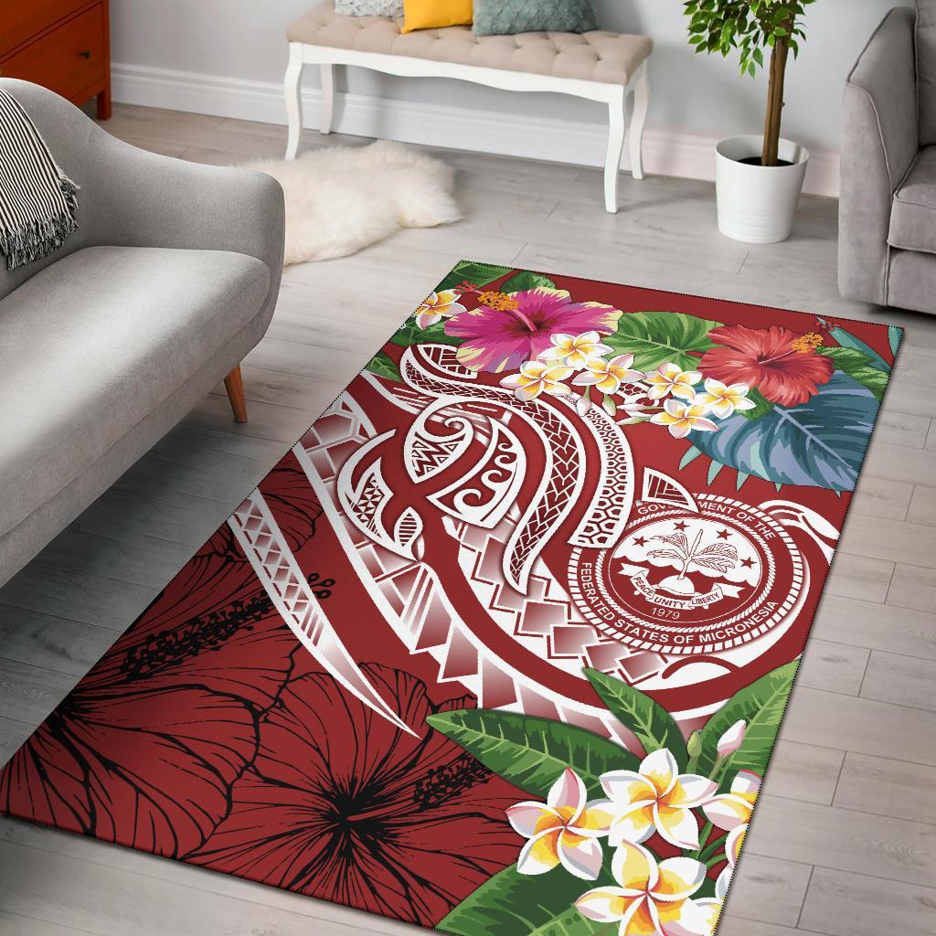 FSM Polynesian Area Rug - Summer Plumeria (Red)-Myprintsy