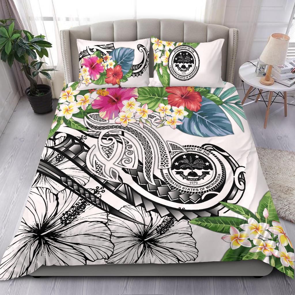 FSM Polynesian Bedding Set - Summer Plumeria (White)