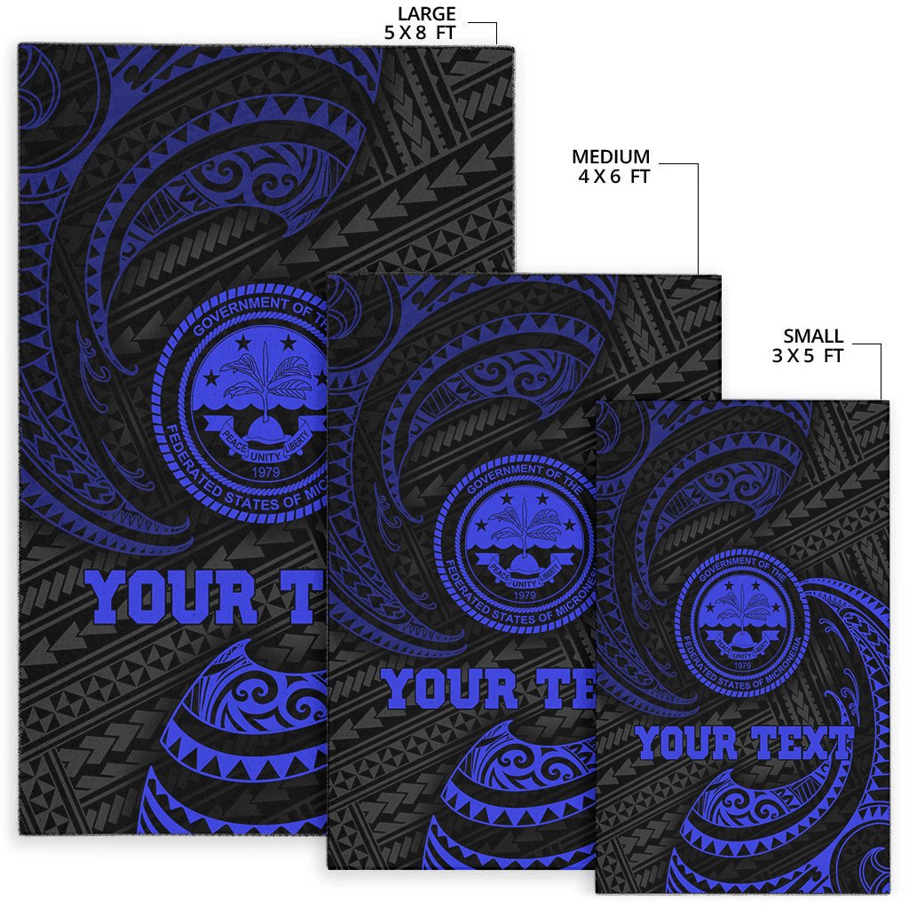 FSM Polynesian Custom Personalised Area Rug - Blue Tribal Wave-Myprintsy