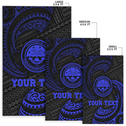 FSM Polynesian Custom Personalised Area Rug - Blue Tribal Wave-Myprintsy