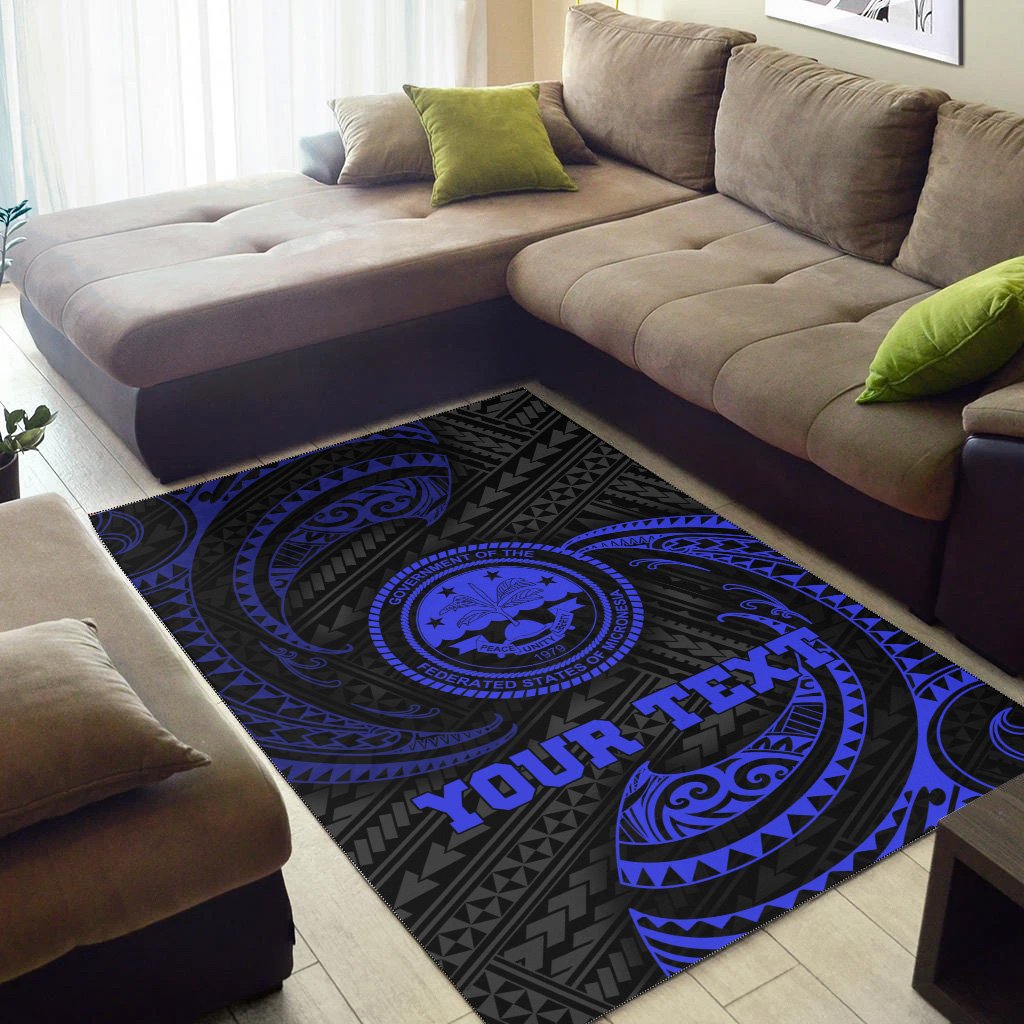 FSM Polynesian Custom Personalised Area Rug - Blue Tribal Wave-Myprintsy