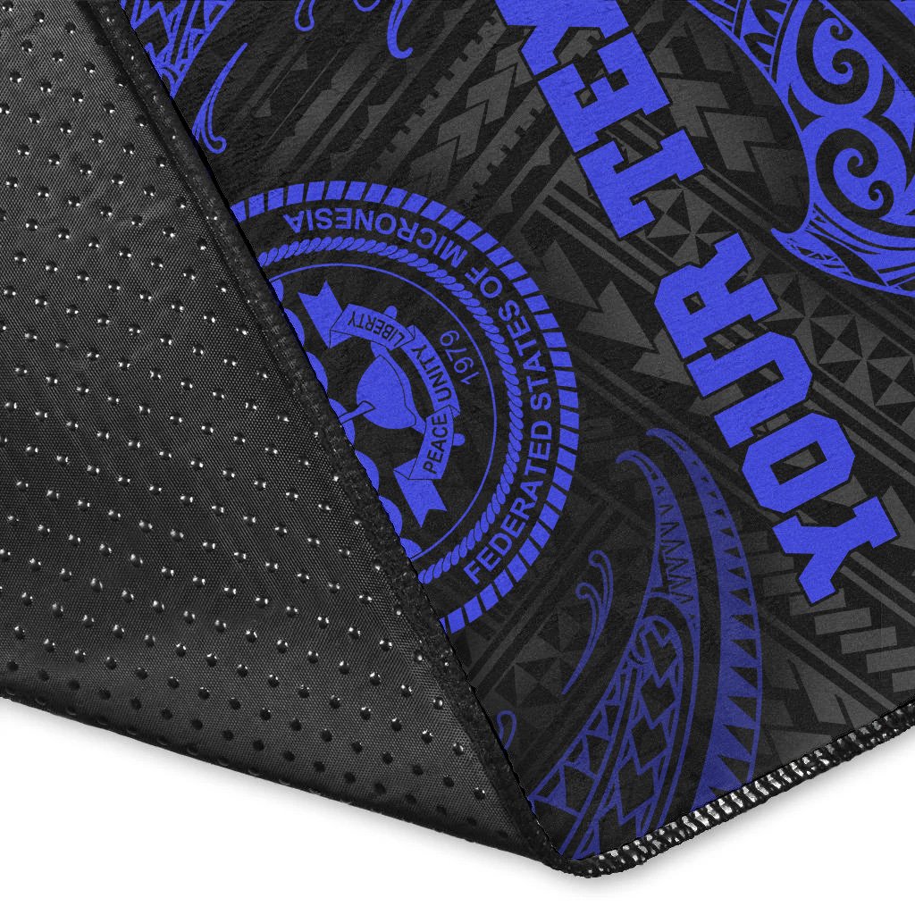 FSM Polynesian Custom Personalised Area Rug - Blue Tribal Wave-Myprintsy