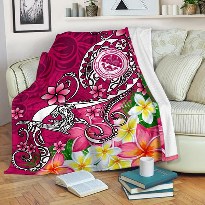 FSM Premium Blanket - Turtle Plumeria (Pink)-Myprintsy