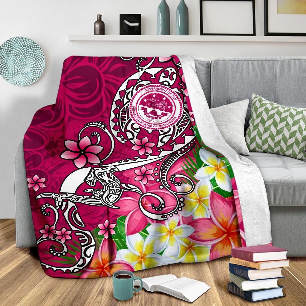 FSM Premium Blanket - Turtle Plumeria (Pink)-Myprintsy