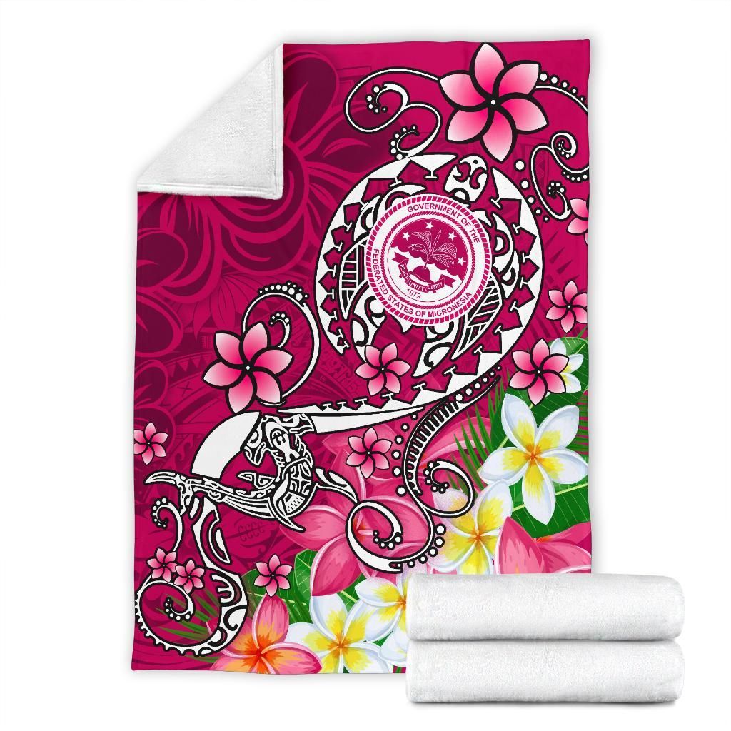 FSM Premium Blanket - Turtle Plumeria (Pink)-Myprintsy