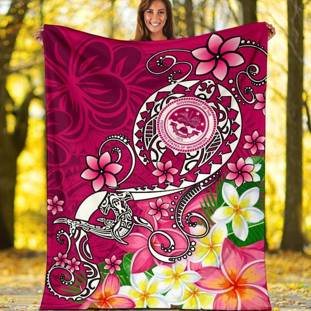 FSM Premium Blanket - Turtle Plumeria (Pink)-Myprintsy