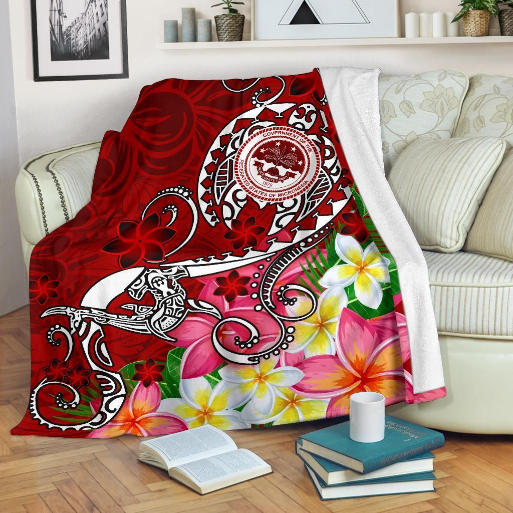 FSM Premium Blanket - Turtle Plumeria (Red)-Myprintsy