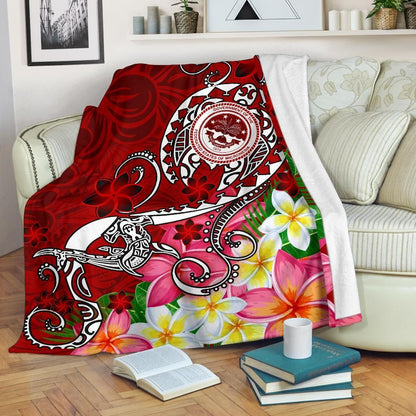 FSM Premium Blanket - Turtle Plumeria (Red)-Myprintsy