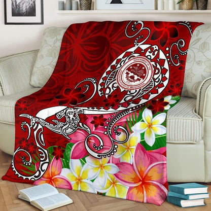 FSM Premium Blanket - Turtle Plumeria (Red)-Myprintsy