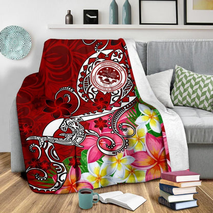 FSM Premium Blanket - Turtle Plumeria (Red)-Myprintsy
