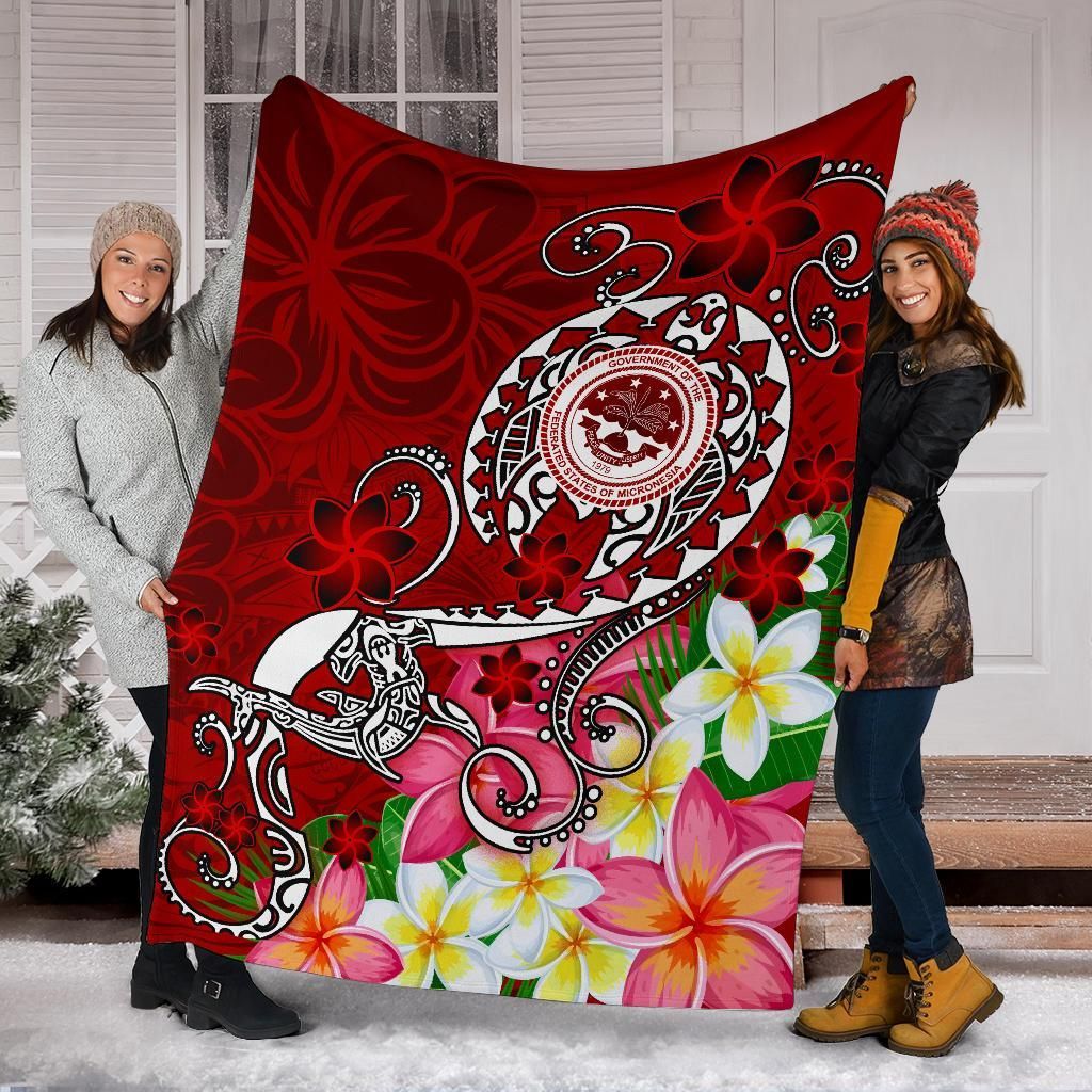 FSM Premium Blanket - Turtle Plumeria (Red)-Myprintsy