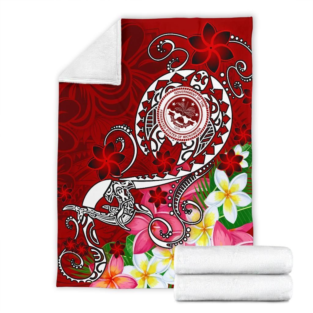 FSM Premium Blanket - Turtle Plumeria (Red)-Myprintsy