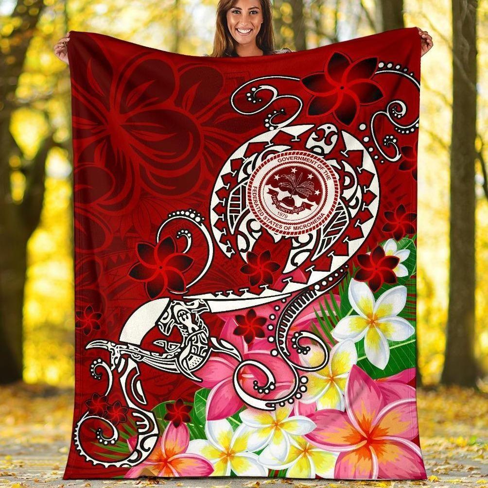 FSM Premium Blanket - Turtle Plumeria (Red)-Myprintsy