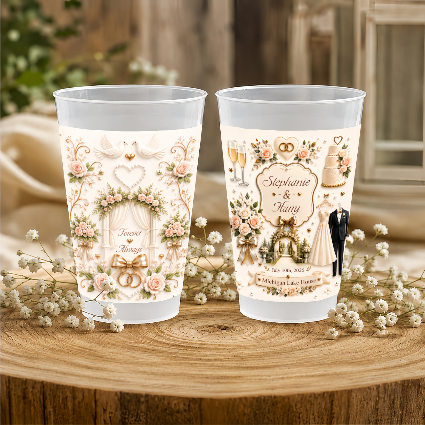 Fairytale Wedding - Personalized Plastic Cups For Wedding-Myprintsy