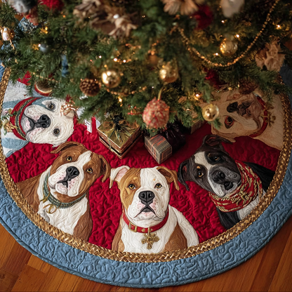 Faithful Pitbull Christmas Quilted Tree Skirt-Myprintsy