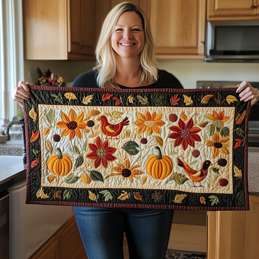 Fall Harvest Joy Quilted Table Runner VTQ-Myprintsy