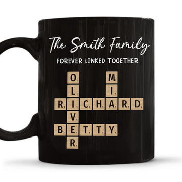 Family Forever Linked Together - Personalized Black Mug-Myprintsy