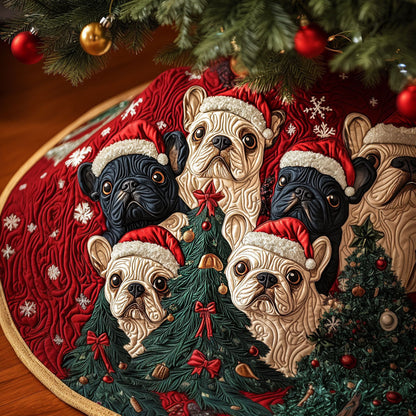 Fancy Frenchie Quilted Christmas Tree Skirt-Myprintsy