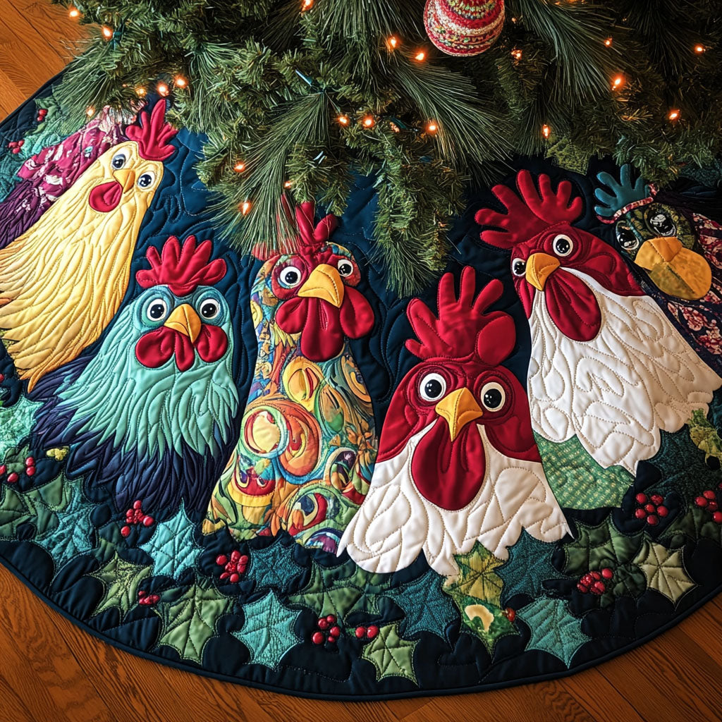 Farmyard Holiday Quilted Christmas Tree Skirt-Myprintsy