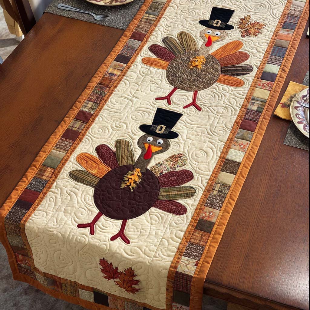 Feast Turkey Quilted Table Runner VTQ-Myprintsy