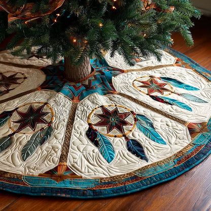 Feather Compass Christmas Quilted Tree Skirt-Myprintsy