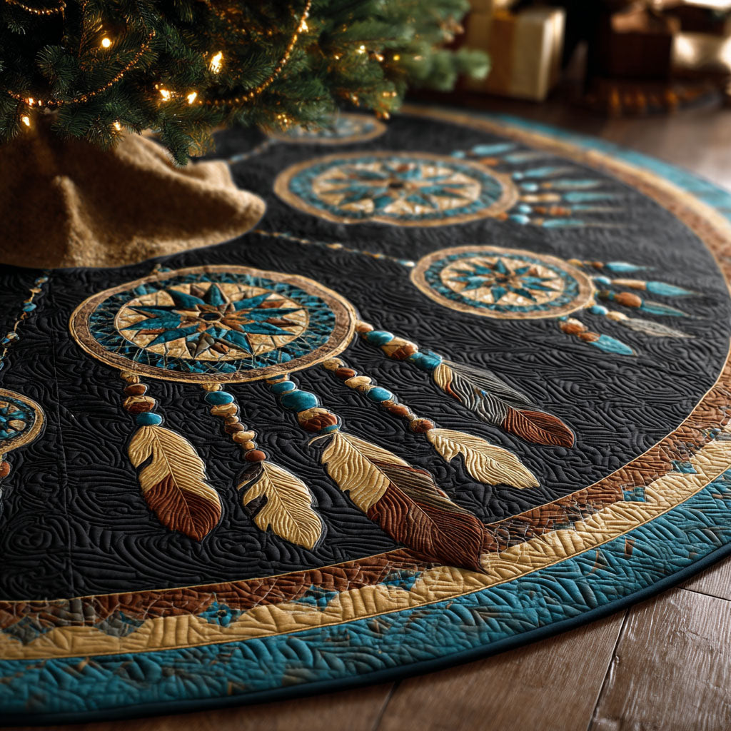 Feather Harmony Christmas Quilted Tree Skirt-Myprintsy