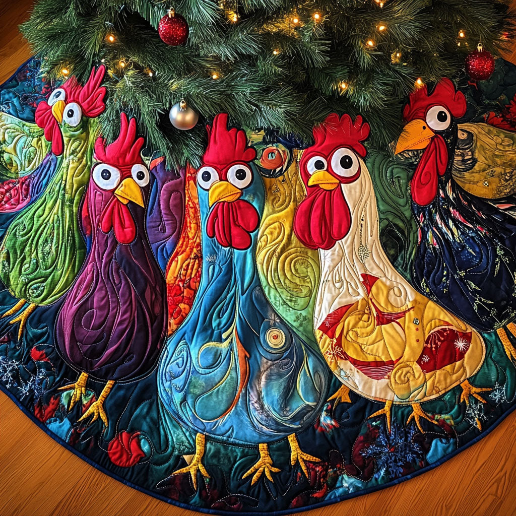 Feathered Cheer Quilted Christmas Tree Skirt-Myprintsy
