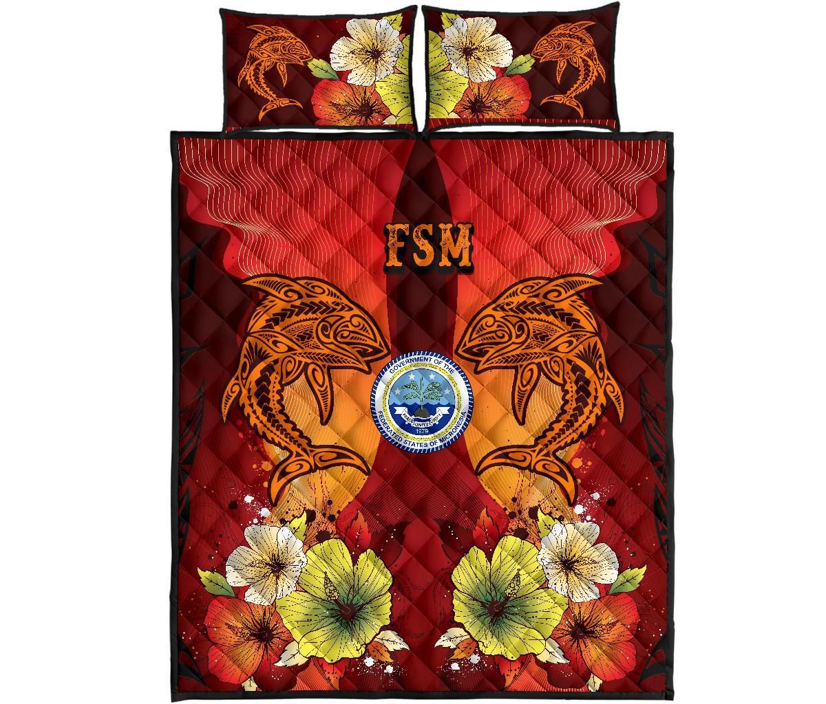 Federated States Of Micronesia Quilt Bed Sets - Tribal Tuna Fish-Myprintsy