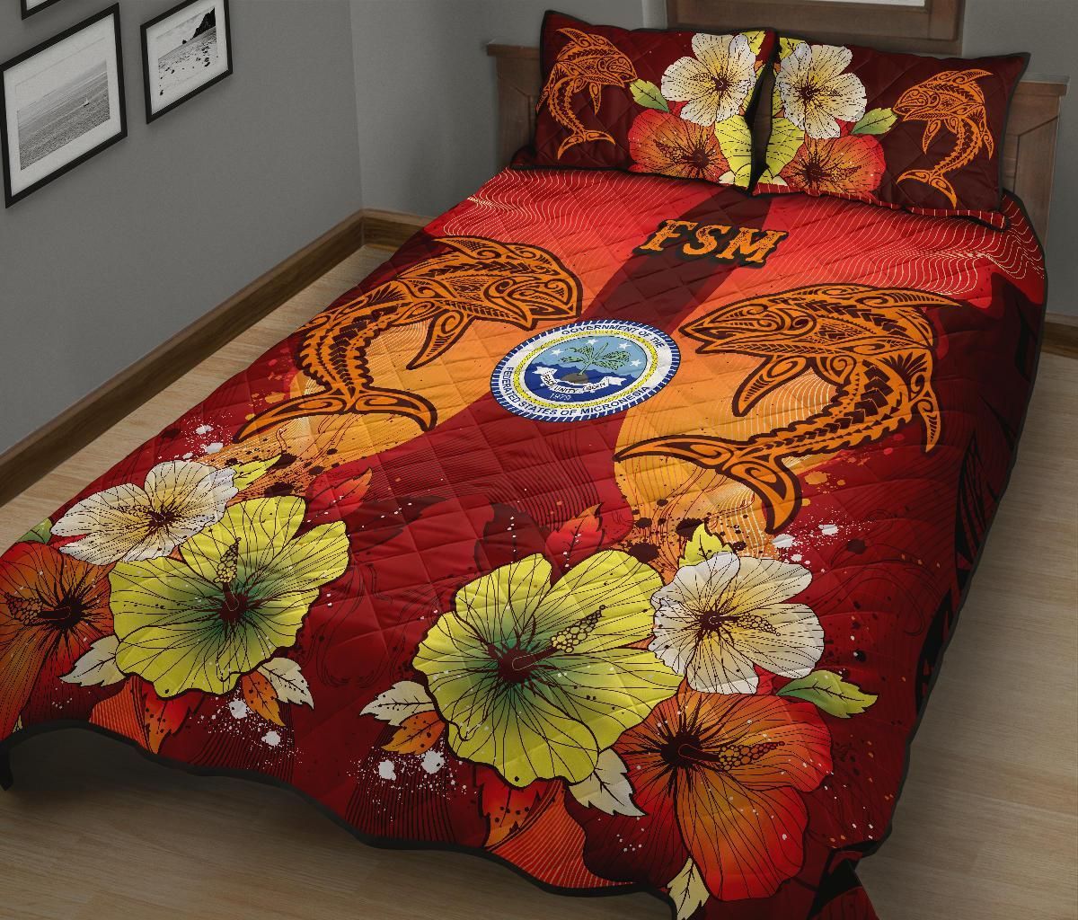 Federated States Of Micronesia Quilt Bed Sets - Tribal Tuna Fish-Myprintsy