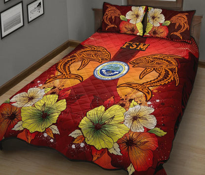 Federated States Of Micronesia Quilt Bed Sets - Tribal Tuna Fish-Myprintsy