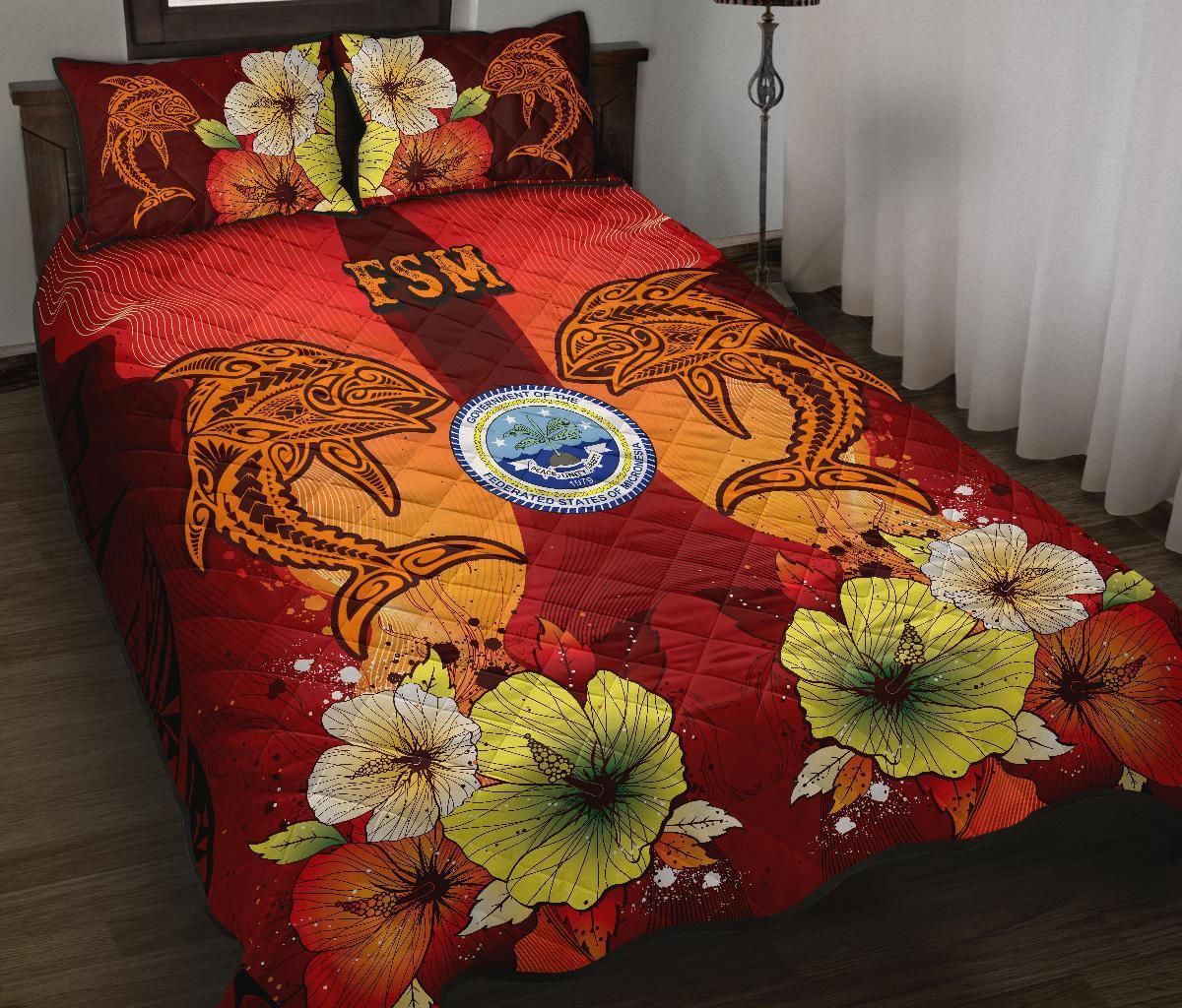 Federated States Of Micronesia Quilt Bed Sets - Tribal Tuna Fish-Myprintsy