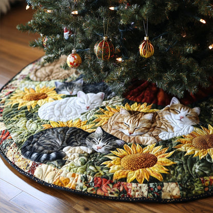 Feline Fields Quilted Christmas Tree Skirt-Myprintsy
