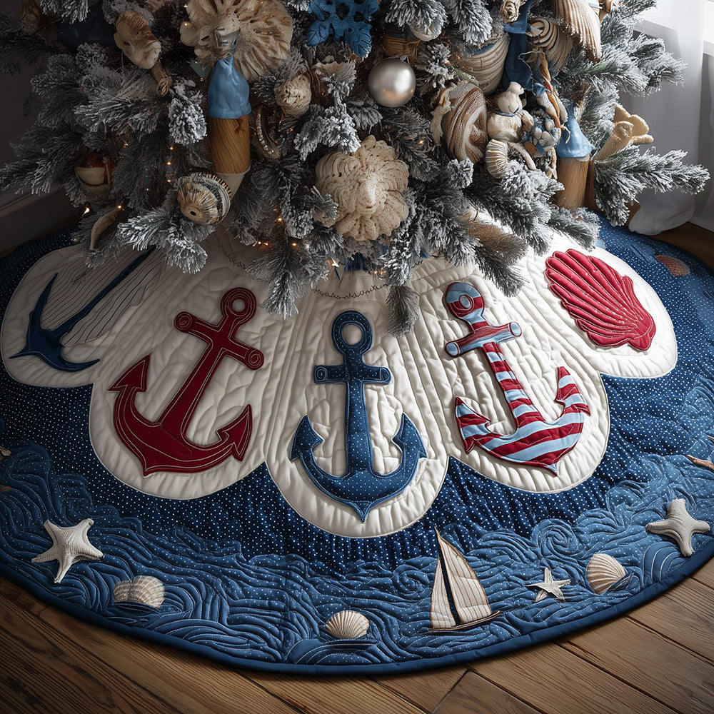 Festive Anchor Coast Christmas Quilted Tree Skirt-Myprintsy