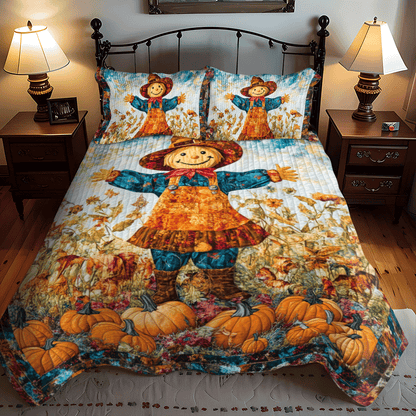 Festive Atmosphere Scarecrow -Piece Quilted Bedding Set PD VTQ-Myprintsy