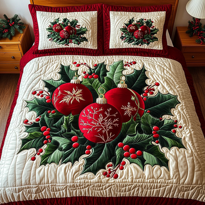 Festive Baubles -Piece Quilted Bedding Set VH VTQ-Myprintsy