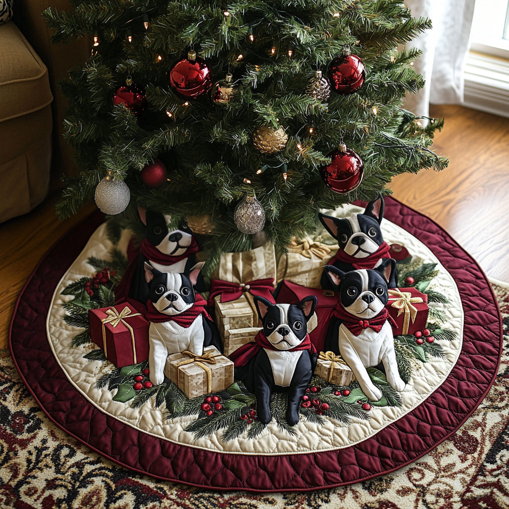 Festive Boston Charm Quilted Christmas Tree Skirt VTQ-Myprintsy