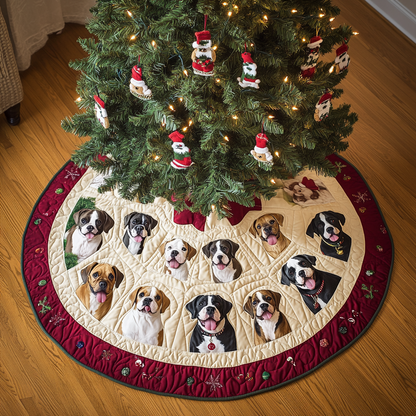 Festive Boxer Fun Christmas Quilted Tree Skirt-Myprintsy