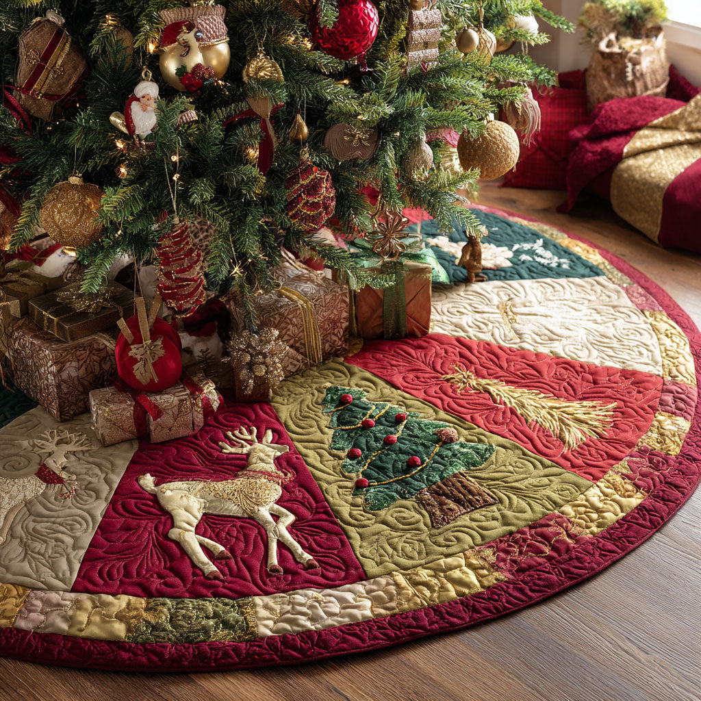 Festive Cheerland Christmas Quilted Tree Skirt-Myprintsy