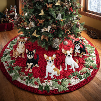 Festive Chihuahua Quilted Christmas Tree Skirt VTQ-Myprintsy
