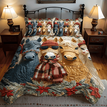 Festive Christmas Horse -Piece Quilted Bedding Set VTQ-Myprintsy
