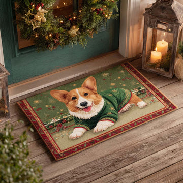 Festive Cozy Corgi Doormat VTQ-Myprintsy