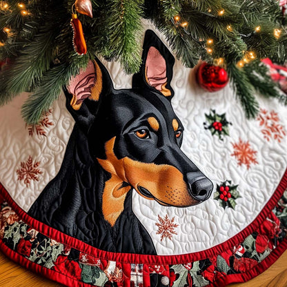 Festive Doberman Guardian Christmas Quilted Tree Skirt-Myprintsy