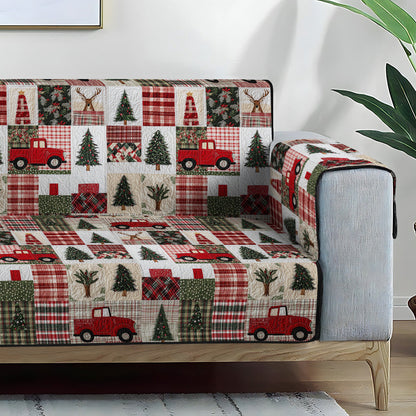 Festive Evergreen Quilted Sofa Cover VTQ-Myprintsy