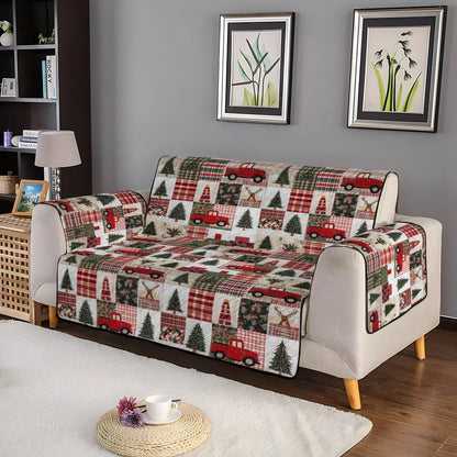 Festive Evergreen Quilted Sofa Cover VTQ-Myprintsy