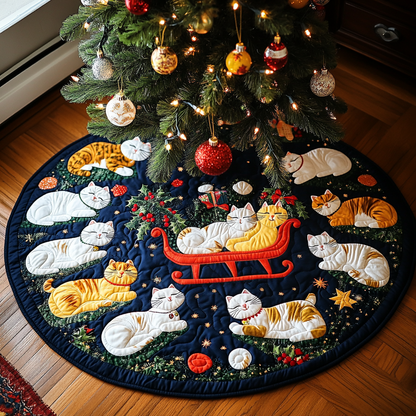 Festive Feline Fun Christmas Quilted Tree Skirt-Myprintsy