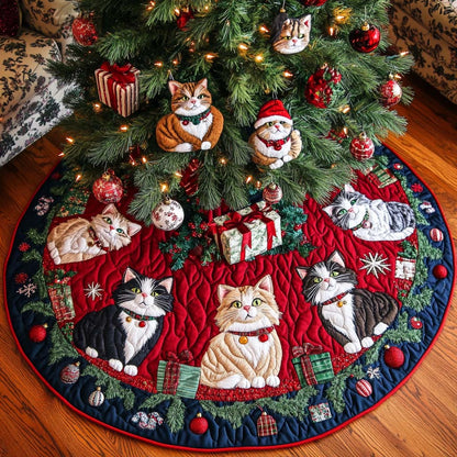 Festive Felines Christmas Quilted Tree Skirt-Myprintsy