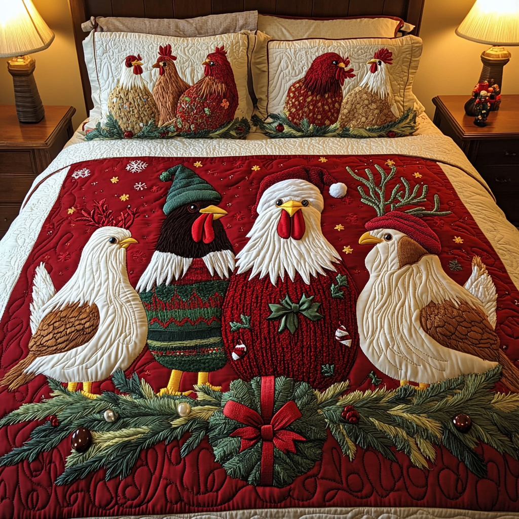 Festive Flock -Piece Quilted Bedding Set VTQ-Myprintsy