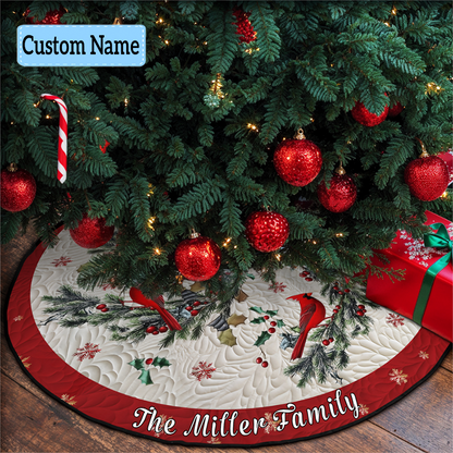 Festive Foliage Personalized Custom Quilted Christmas Tree Skirt VTQ-Myprintsy